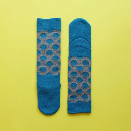 ％ SOCKS DOT Blue90％＆Gray10%　平置き