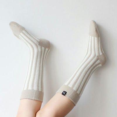 ％ SOCKS STRIPE White70%＆Beige30%　サムネ