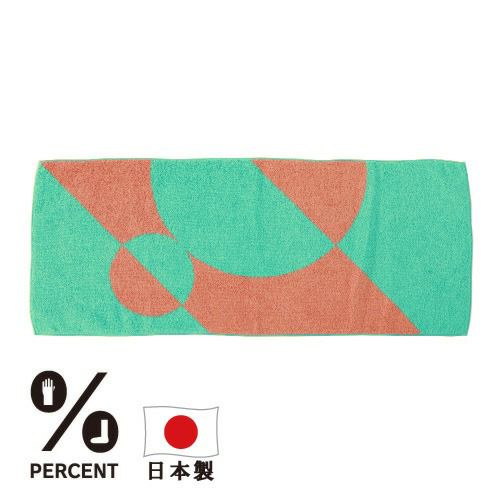 ％ Face towel DOT：Green 50% Pink 50%-サムネ