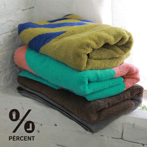 ％ Bath towel STRIPE：Blue 50% Yellow 50%