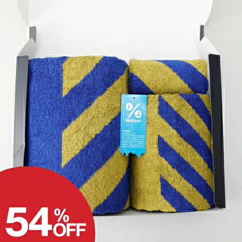 ％ PERCENT Towel Gift Sets STRIPE：Blue 50% Yellow 50%