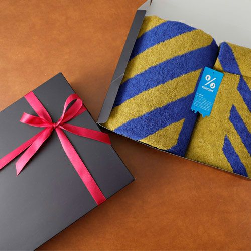 ％ Towel Gift sets STRIPE：Blue 50% Yellow 50%【送料無料】２