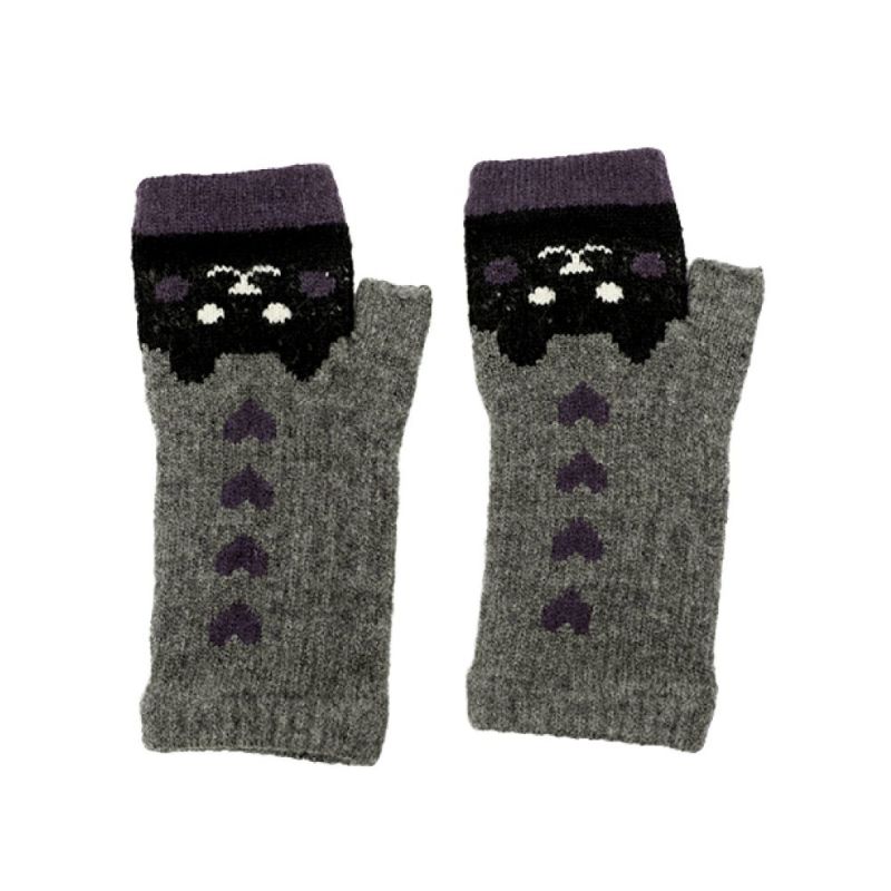 プッチ　ロングアームカバー　猫ちゃんとフルーツフラワー　ハンドメイド 佩 / ハク] 日本製 猫ミテーヌ アームカバー セミロング キジシロ UV