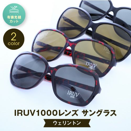 IRUV1000レンズ サングラス ウェリントン型 レディース 定番カラー
