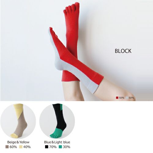 %PERCENT FIVE TOE SOCKS　BLOCK