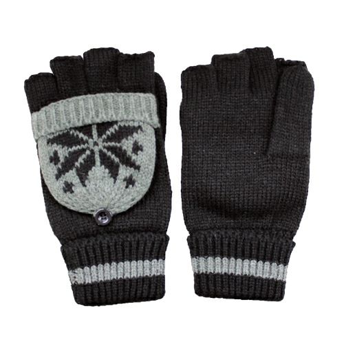 ミトンカバー付き指切りニット2way手袋 雪柄/スマホ対応詳細