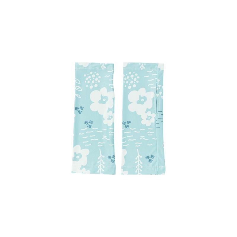 ショート草花柄ライトグリーン