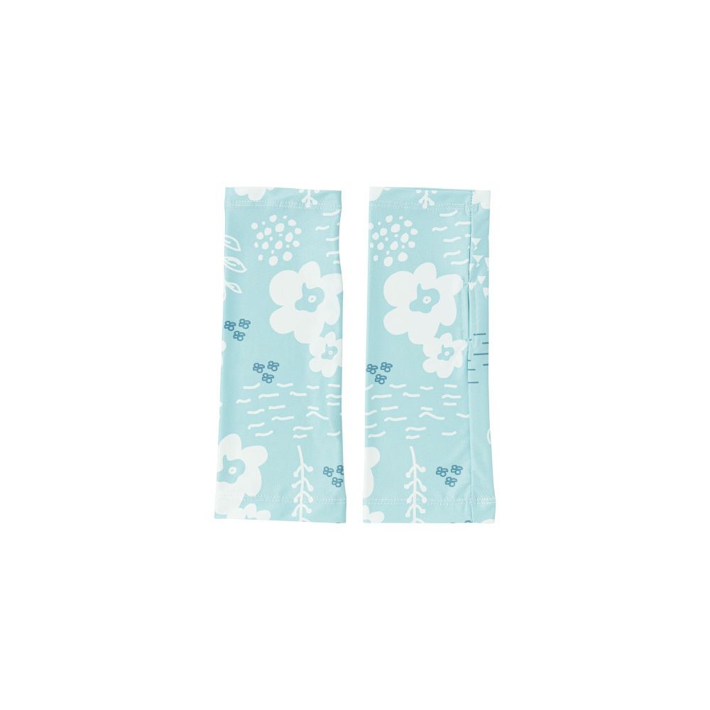 ショート草花柄ライトグリーン