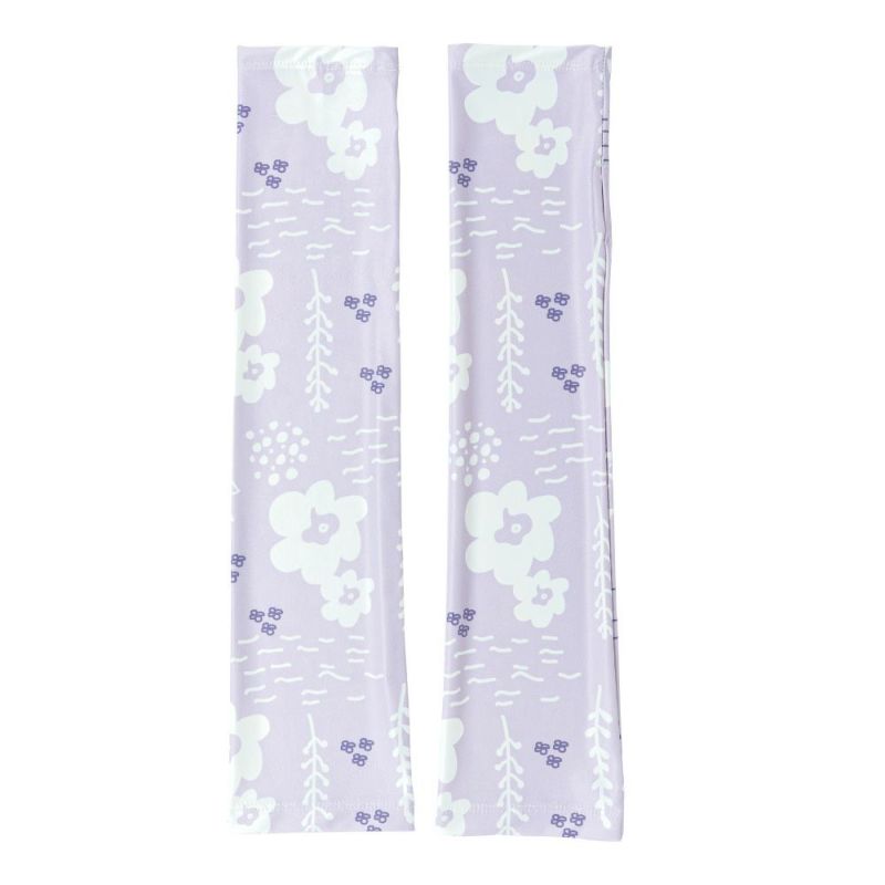 ロング草花柄ラベンダー