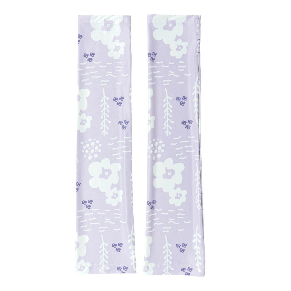 ロング草花柄ラベンダー